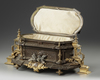 A FRENCH BRONZE AND METAL BOX, 19TH CENTURY