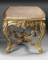 A FRENCH GILT AND CARVED WOOD CENTER TABLE, 19TH CENTURY