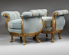 A PAIR OF FRENCH LOUIS XV STYLE GILT WOOD POUFS, LATE 19TH CENTURY