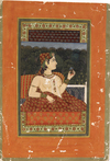 A PRINCESS SEATED ON A TERRACE OVERLOOKING THE GARDEN, RAJASTHAN, NORTH INDIA, 19TH CENTURY
