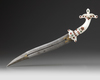 A MUGHAL GOLD AND 'JEWEL'-INLAID WHITE JADE-HILTED DAGGER, 19TH-20TH CENTURY