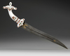 A MUGHAL GOLD AND 'JEWEL'-INLAID WHITE JADE-HILTED DAGGER, 19TH-20TH CENTURY