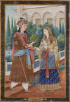 A LARGE INDIAN PORTRAIT OF A ROYAL COUPLE, 19TH CENTURY