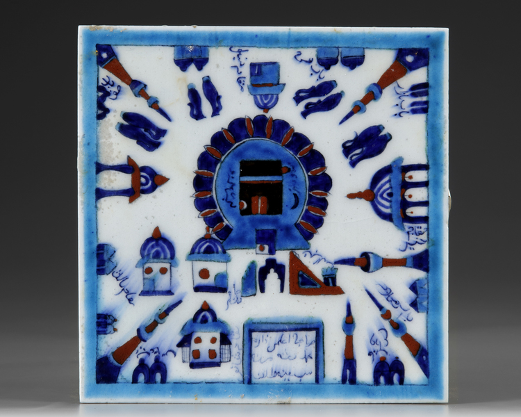 A TILE DEPICTING THE KAABA, IZNIK STYLE, 19TH-20TH CENTURY