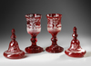 A LARGE PAIR OF RED BOHEMIAN GLASS CUPS, LATE 19TH CENTURY