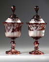 A PAIR OF BOHEMIAN GLASS VASES, LATE 19TH CENTURY