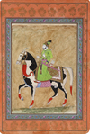 AN EQUESTRIAN PORTRAIT OF AURANGZEB, MUGHAL INDIA, LATE 19TH CENTURY