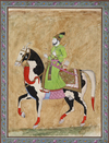 AN EQUESTRIAN PORTRAIT OF AURANGZEB, MUGHAL INDIA, LATE 19TH CENTURY