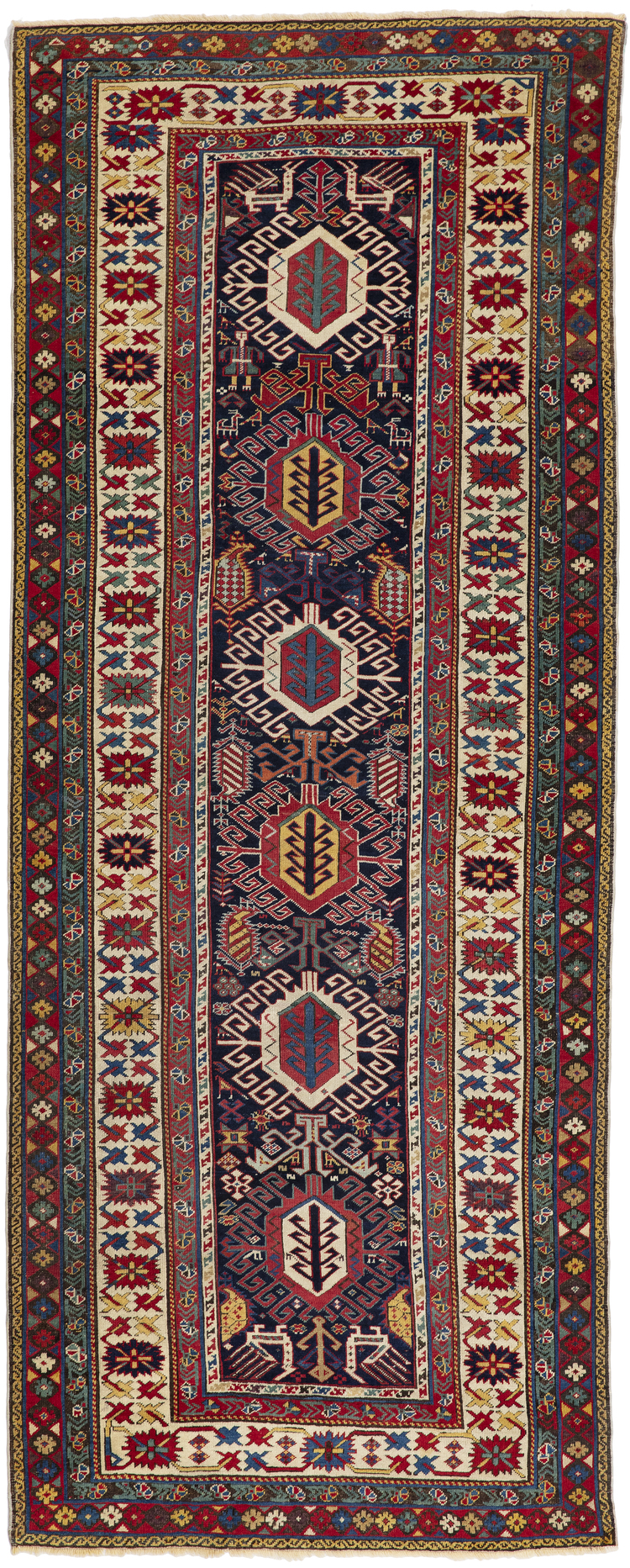 AN AKSTAFA CAUCASIAN RUG, FIRST HALF 19TH CENTURY