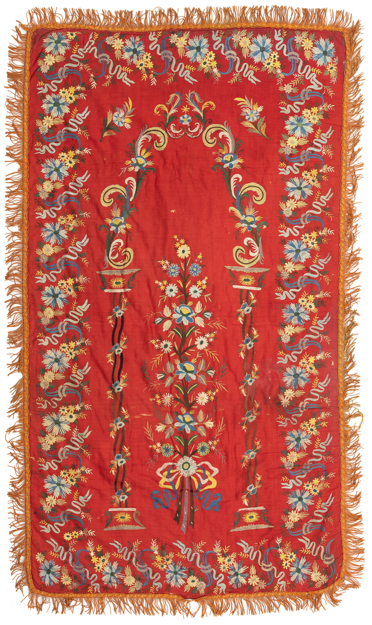 AN OTTOMAN  SILK PRAGER MAMAZILIK TEXTILE, MID 19TH CENTURY