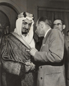 FOUR PICTURES OF KING FAISAL WITH THE IRAQI DELEGATION