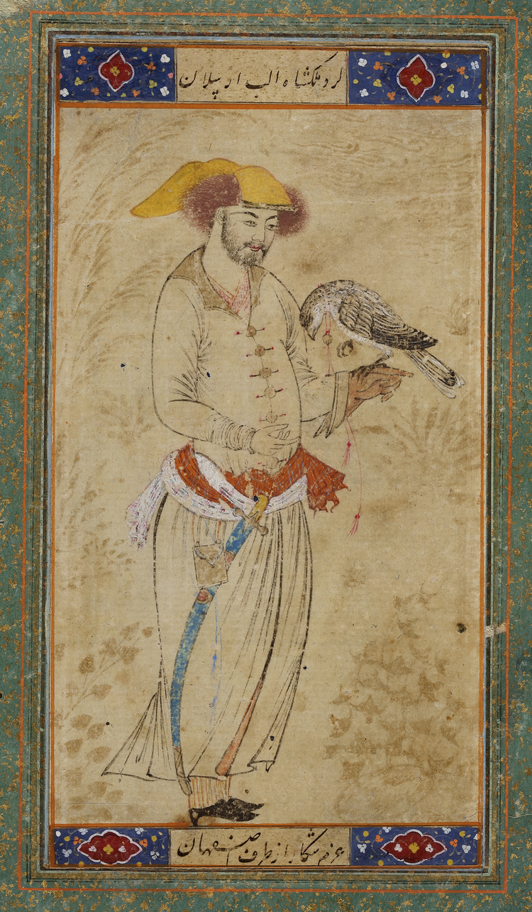 AN ALBUM PAGE THE CALLIGRAPHY SIGNED SULTAN MUHAMMAD NUR, SAFAVID IRAN, 16TH CENTURY, THE PAINTING 17TH CENTURY