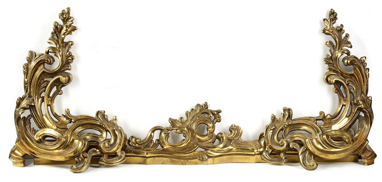 A FRENCH CHISELED AND GILT BRONZE ANDIRON, 19TH CENTURY