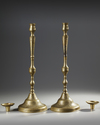 A PAIR OF LARGE QAJAR ENGRAVED BRASS CANDLESTICKS, IRAN, 19TH CENTURY