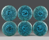 A SET OF SIX OTTOMAN CALLIGRAPHIC POTTERY ROUNDELS, TURKEY, 19TH CENTURY
