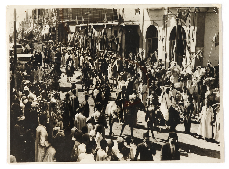 AN IMPORTANT AND RARE PHOTOGRAPH OF HAMID BIN SALIM BIN RIFADA  (EX-CHIEF OF BALI TRIBE) WITH HIS REVOLUTIONARY ARMY AGAINST KING ABD AL-AZIZ AL SAUD 1932-1951