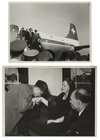 TWO PHOTOGRAPHS OF BEGUM YVETTE (OM-I-HABIBAH) DURING THE FUNERAL OF HER HUSBAND AGA KHAN (THE 48TH IMAM OF THE NIZARI ISMAILI RELIGION ON 11TH JULY 1957.