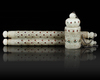 A MUGHAL STYLE WHITE PALE CELADON JADE SCRIBE'S CASE, 19TH CENTURY