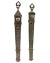 A PAIR OF SILVER AND BRASS PEN CASES, PERSIA, 13TH-14TH CENTURY