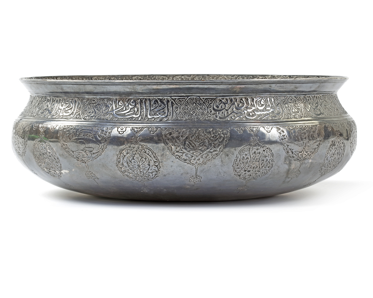 A  SAFAVID TINNED-COPPER BASIN, PERSIA, 17TH CENTURY