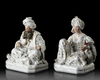 A PAIR OF JACOB PETIT PORCELAIN FIGURAL CONTAINERS IN THE FORM OF A SEATED SULTAN AND SULTANA