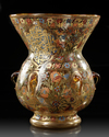 A MOSQUE LAMP WITH SIX HANDELS, MAMLUK STYLE, 19TH CENTURY