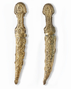 A PAIR OF CORAL AND TURQUOISE INSET GOLD-DAMASCENED DAGGERS, OTTOMAN TURKEY, FIRST HALF 18TH CENTURY