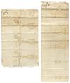 TWO RARE ORIGINAL AND OFFICIAL DOCUMENTS, STAMPED AND SIGNED BY IBRAHIM BIN MUHAMMAD AL-HUSSEINI, DATED 1116 AND 1117 AH/1705-1706 AD