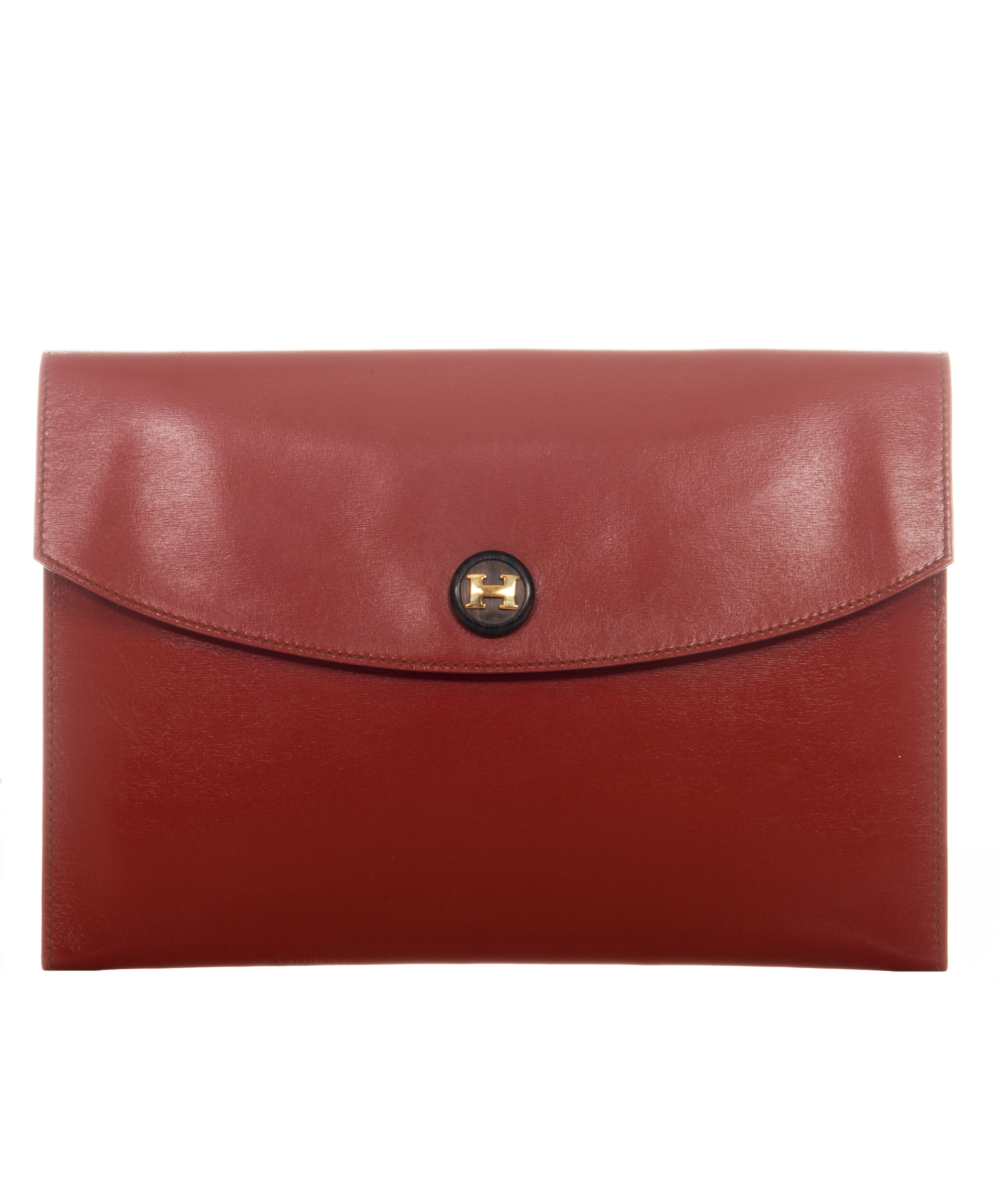 Lot - HERMES BROWN LEATHER RIO CLUTCH