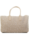 Bottega Veneta Alabastre Woven Intrecciato Wool Leather Cabat Tote