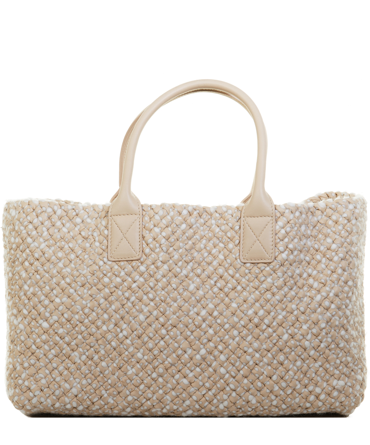 Bottega Veneta Alabastre Woven Intrecciato Wool Leather Cabat Tote