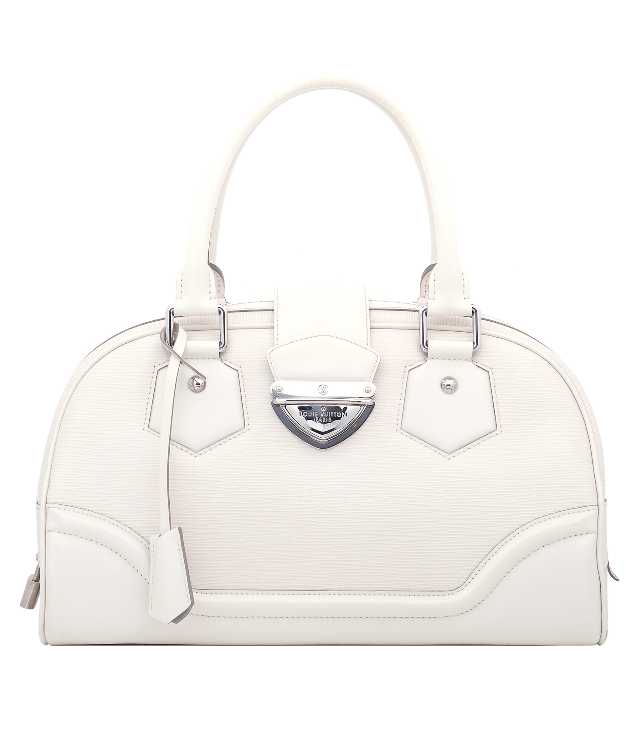 Louis Vuitton Cream Epi Bowling Montaigne PM Handbag with material epi  leather For Sale at 1stDibs