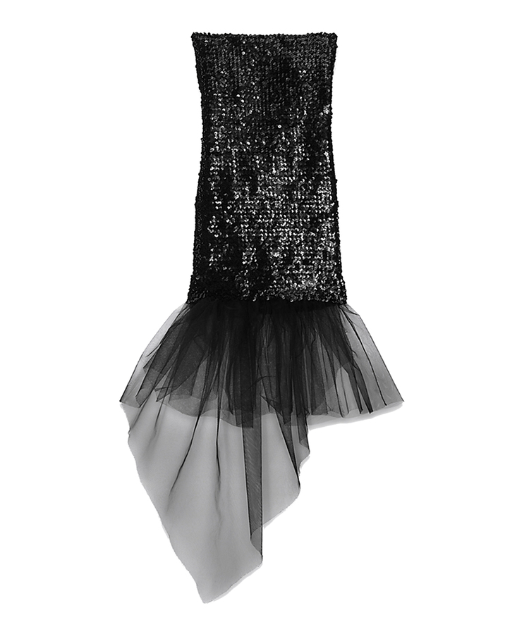 SS16 Saint Laurent Runway Black Sequined Mini Tube Dress