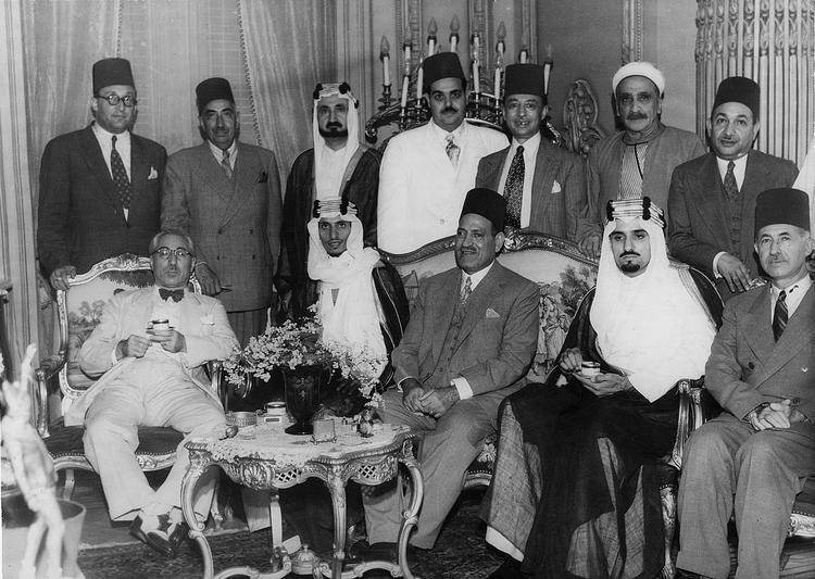 A VERY RARE COLLECTION OF SIX PHOTOS OF PRINCE MANSOUR BIN ABDULAZIZ AL SAUD (THE FIRST SAUDI MINISTER OF DEFENCE) DURING HIS OFFICIAL VISIT TO CAIRO 1943