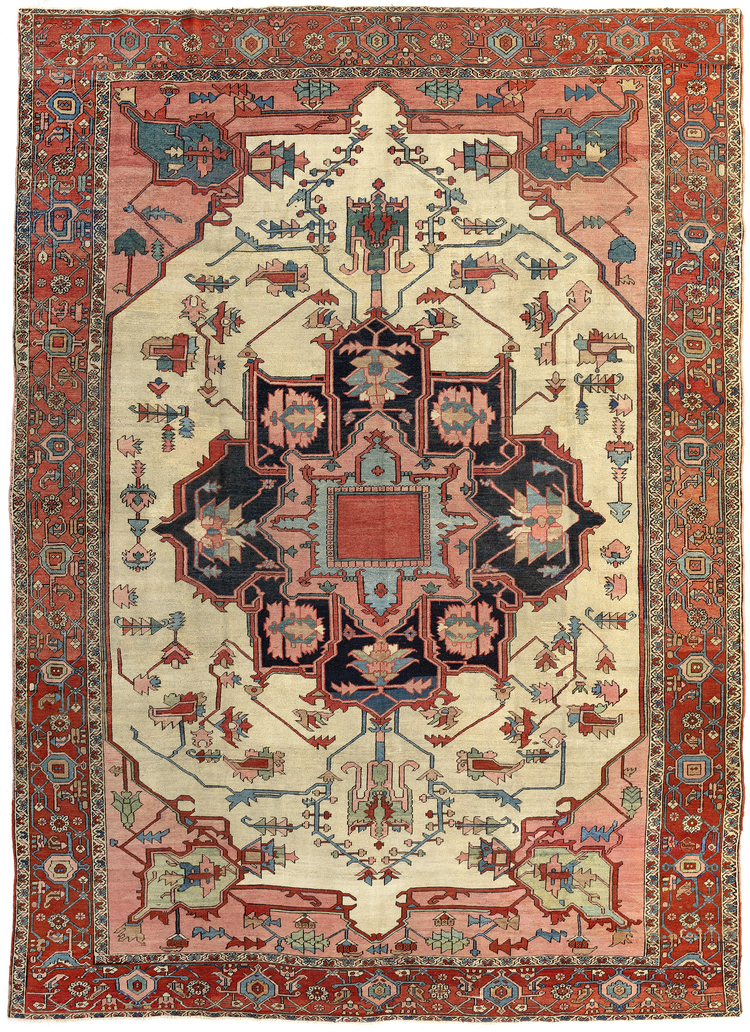 A HERIZ SERAPI CARPET IN IVORY GROUND, IRAN, MID 19TH CENTURY