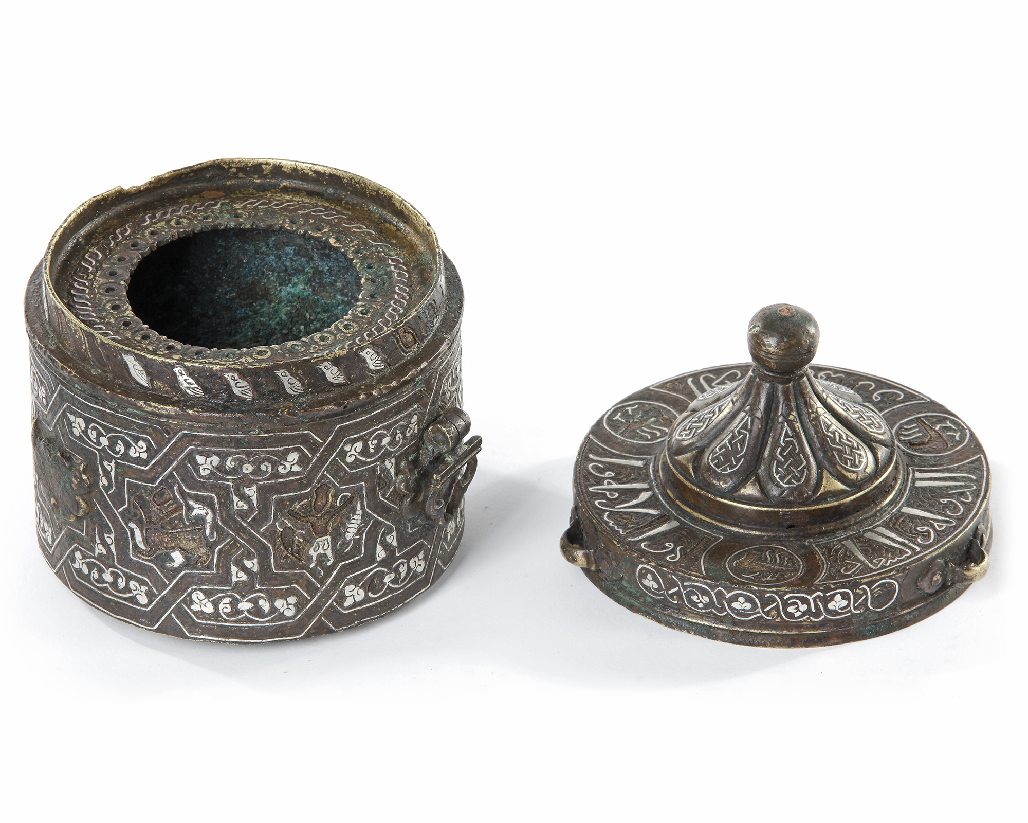 A Fine Bronze Inkwell With A Domed Lid, Khorasan, Persia, Early 13th 