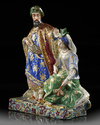 A PARIS PORCELAIN GROUP OF AN ORIENTAL MAN AND COMPANION, MID-19TH CENTURY, IN THE JACOB PETIT STYLE