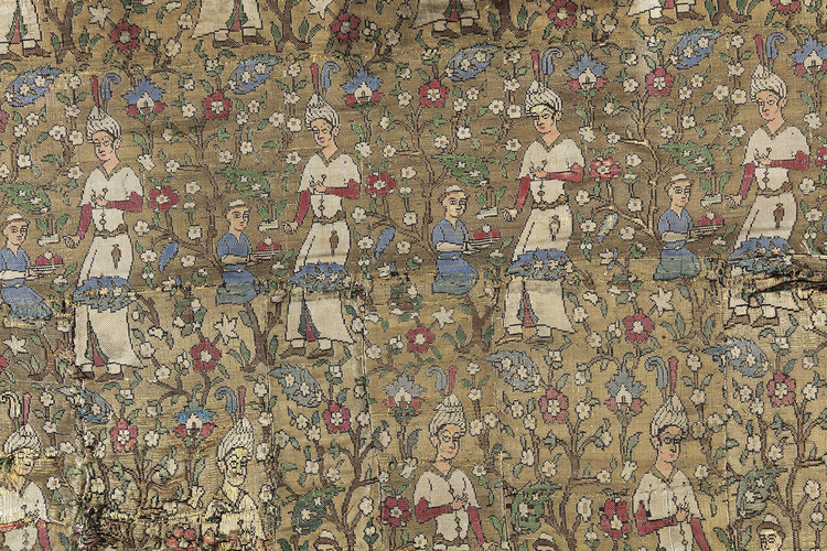 A SAFAVID SILK AND SILVER THREAD LAMPAS PANEL IRAN, SECOND HALF 16TH CENTURY