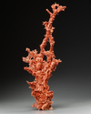 A LARGE CHINESE RED CORAL SCULPTURE