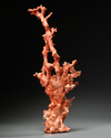 A LARGE CHINESE RED CORAL SCULPTURE