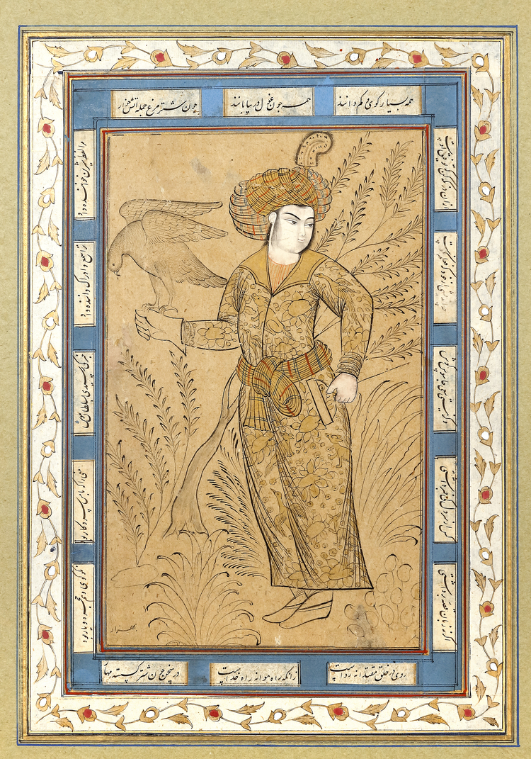 a-persian-miniature-youth-with-falcon-style-of-safavid-school-isfahan