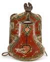 A POLYCHROME-PAINTED AND LACQUERED WOODEN SADDLE, CENTRAL ASIA, LATE 19TH CENTURY