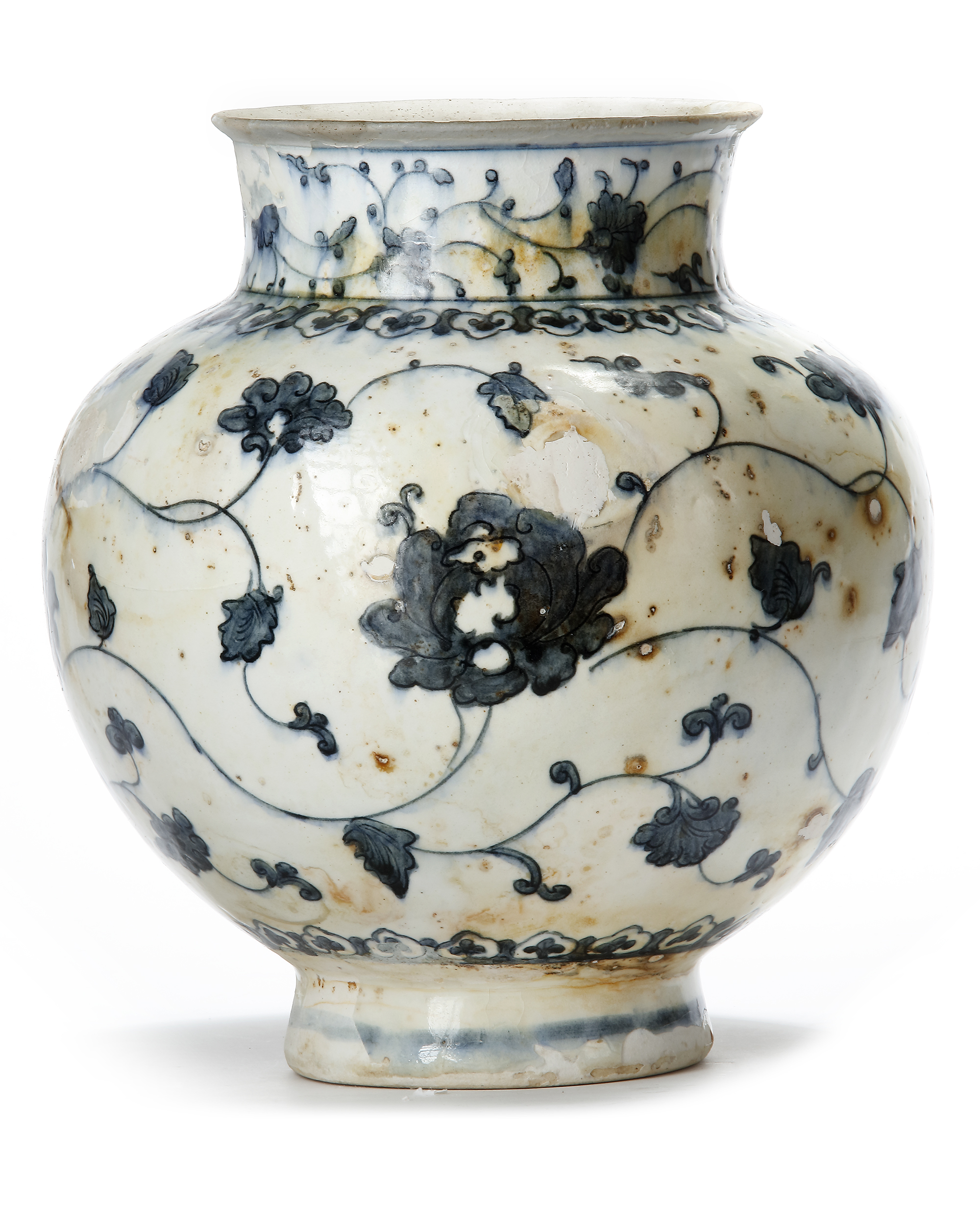 A blue and white soft-paste porcelain bottle vase, Persia, Safavid