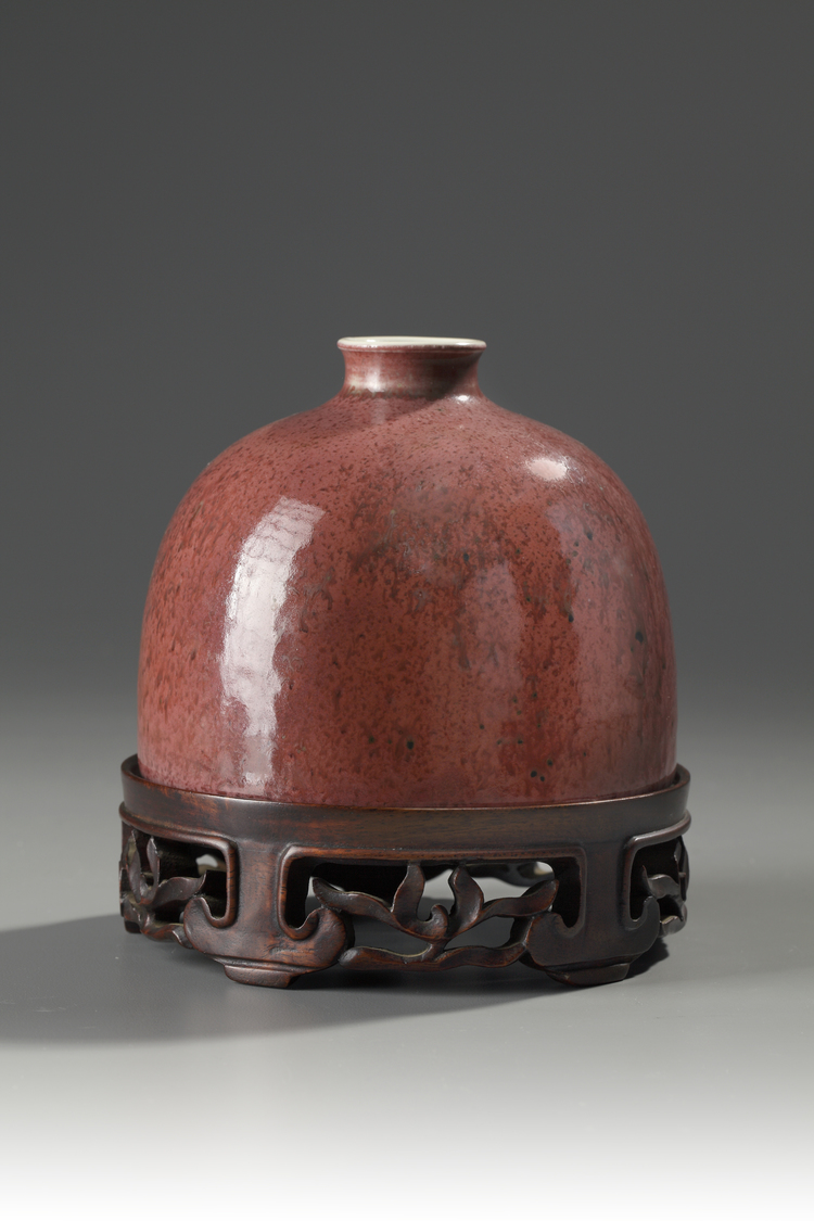 A Chinese peach bloom-glazed beehive water pot