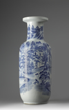 A Large Chinese Blue and White Rouleau Vase