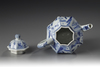A Chinese blue and white faceted teapot and cover