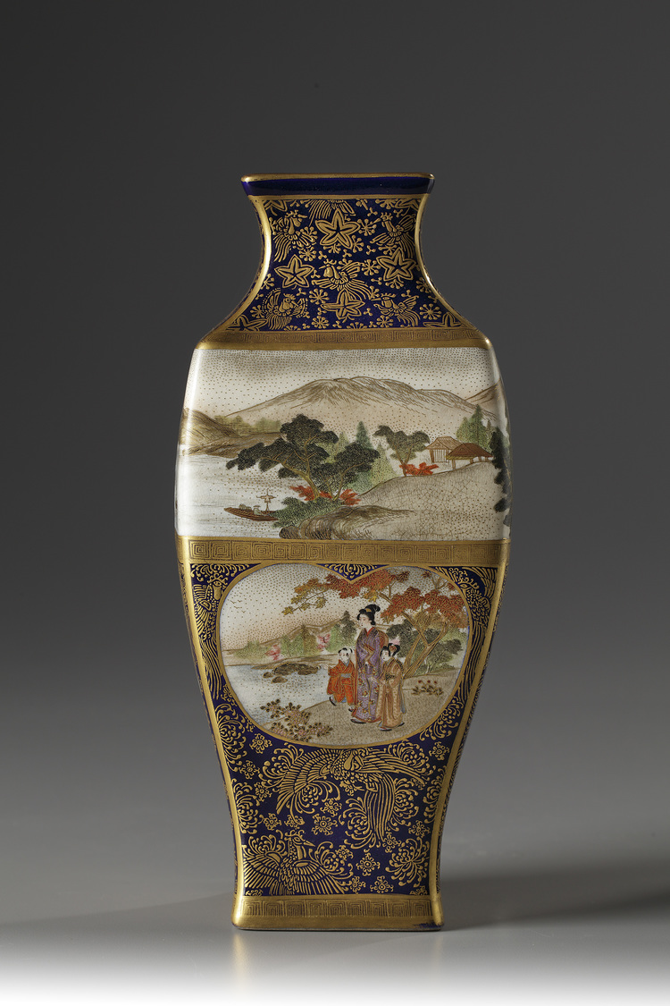 A Japanese Square-Shaped Satsuma Vase