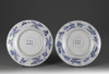 A pair of blue and white 'Eight Immortals' dishes