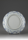 A blue and white dish