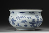 A blue and white 'hundred antiques' censer